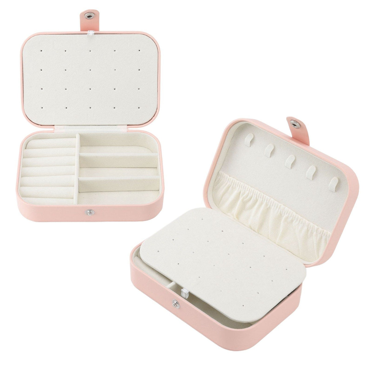 Jewelry Case Portable Beautiful Pink Necklace Ring Ear Stud Storage Box Adjustment Leather Travel Jewelry Case with Lock