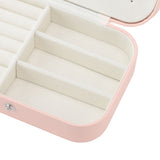 Jewelry Case Portable Beautiful Pink Necklace Ring Ear Stud Storage Box Adjustment Leather Travel Jewelry Case with Lock