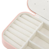 Jewelry Case Portable Beautiful Pink Necklace Ring Ear Stud Storage Box Adjustment Leather Travel Jewelry Case with Lock