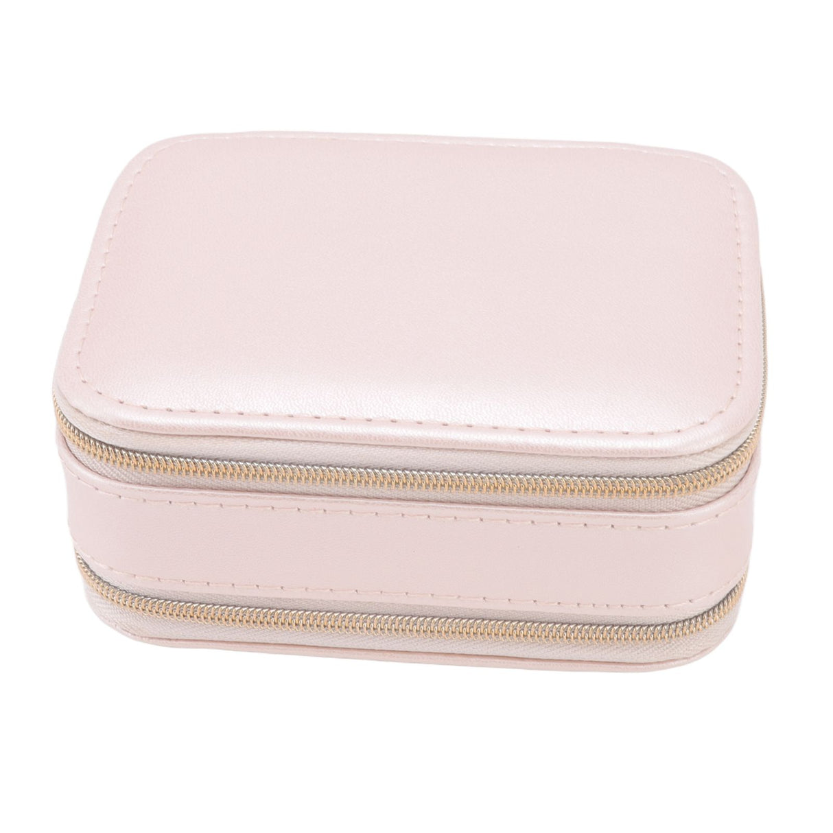 Jewelry Case Double Layer Portable Pink Necklace Hook Design Convenient Handle Travel Jewelry Box