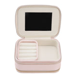 Jewelry Case Double Layer Portable Pink Necklace Hook Design Convenient Handle Travel Jewelry Box