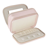 Jewelry Case Double Layer Portable Pink Necklace Hook Design Convenient Handle Travel Jewelry Box - Side View
