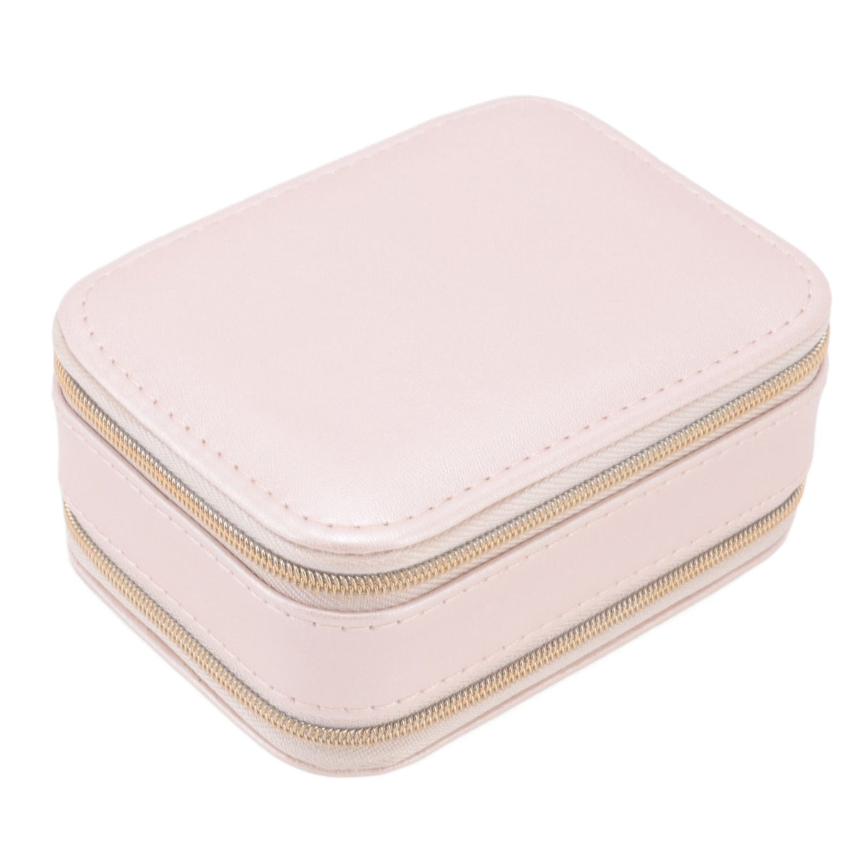 Jewelry Case Double Layer Portable Pink Necklace Hook Design Convenient Handle Travel Jewelry Box