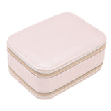 Jewelry Case Double Layer Portable Pink Necklace Hook Design Convenient Handle Travel Jewelry Box
