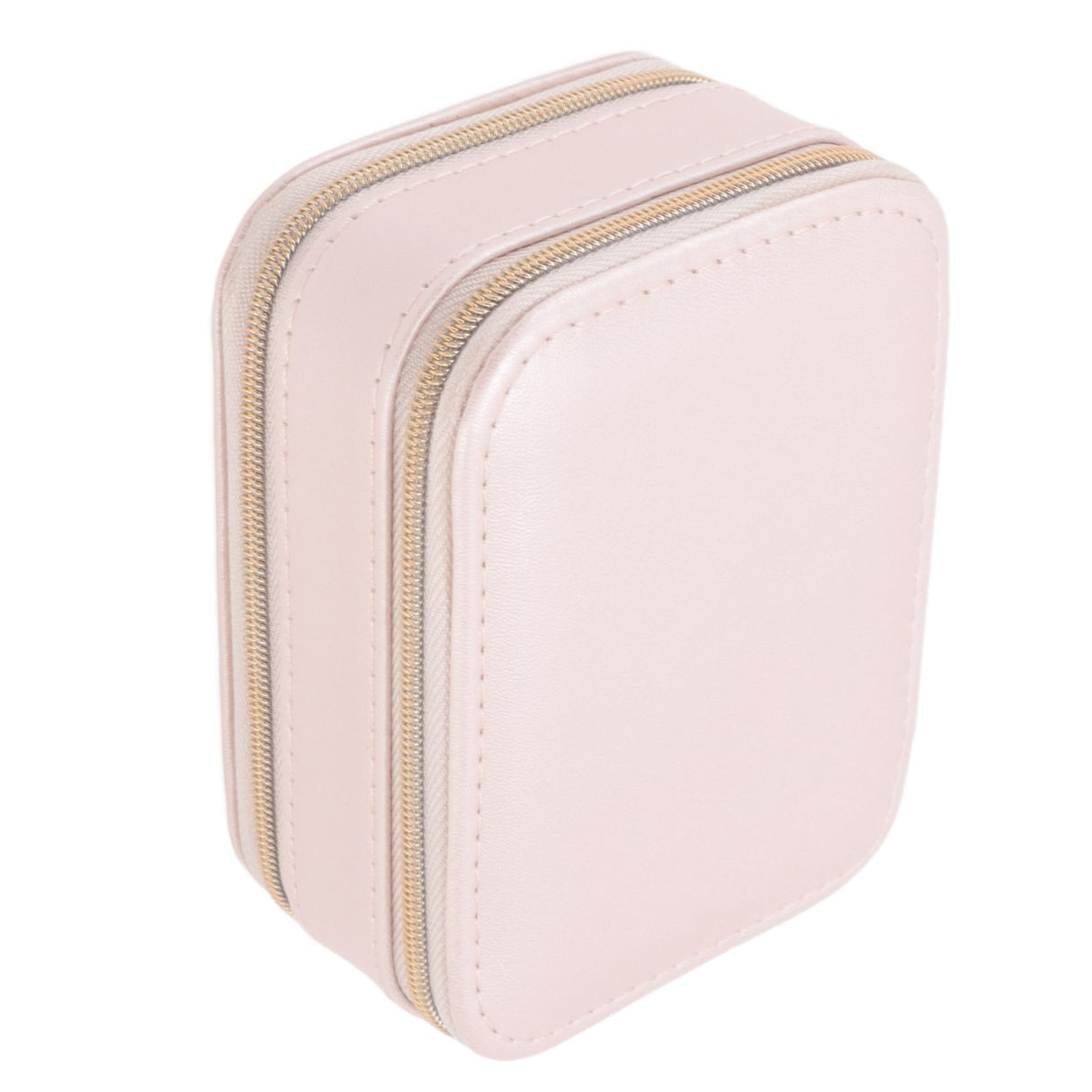 Jewelry Case Double Layer Portable Pink Necklace Hook Design Convenient Handle Travel Jewelry Box