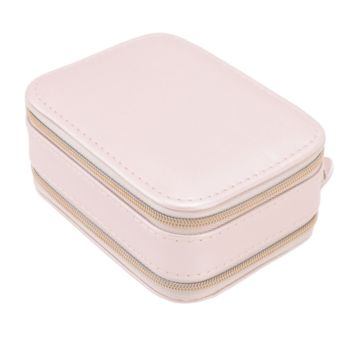 Jewelry Case Double Layer Portable Pink Necklace Hook Design Convenient Handle Travel Jewelry Box