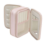 Jewelry Case Double Layer Portable Pink Necklace Hook Design Convenient Handle Travel Jewelry Box - Extra Image