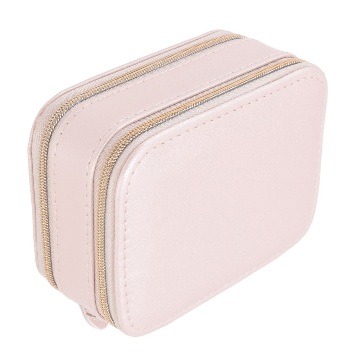Jewelry Case Double Layer Portable Pink Necklace Hook Design Convenient Handle Travel Jewelry Box