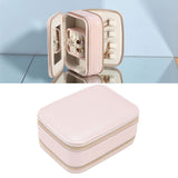 Jewelry Case Double Layer Portable Pink Necklace Hook Design Convenient Handle Travel Jewelry Box - Extra Image