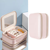 Jewelry Case Double Layer Portable Pink Necklace Hook Design Convenient Handle Travel Jewelry Box - Extra Image