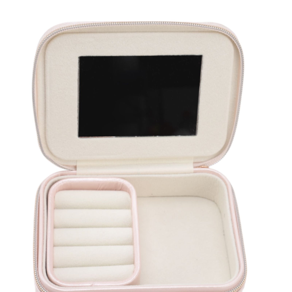 Jewelry Case Double Layer Portable Pink Necklace Hook Design Convenient Handle Travel Jewelry Box