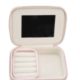 Jewelry Case Double Layer Portable Pink Necklace Hook Design Convenient Handle Travel Jewelry Box
