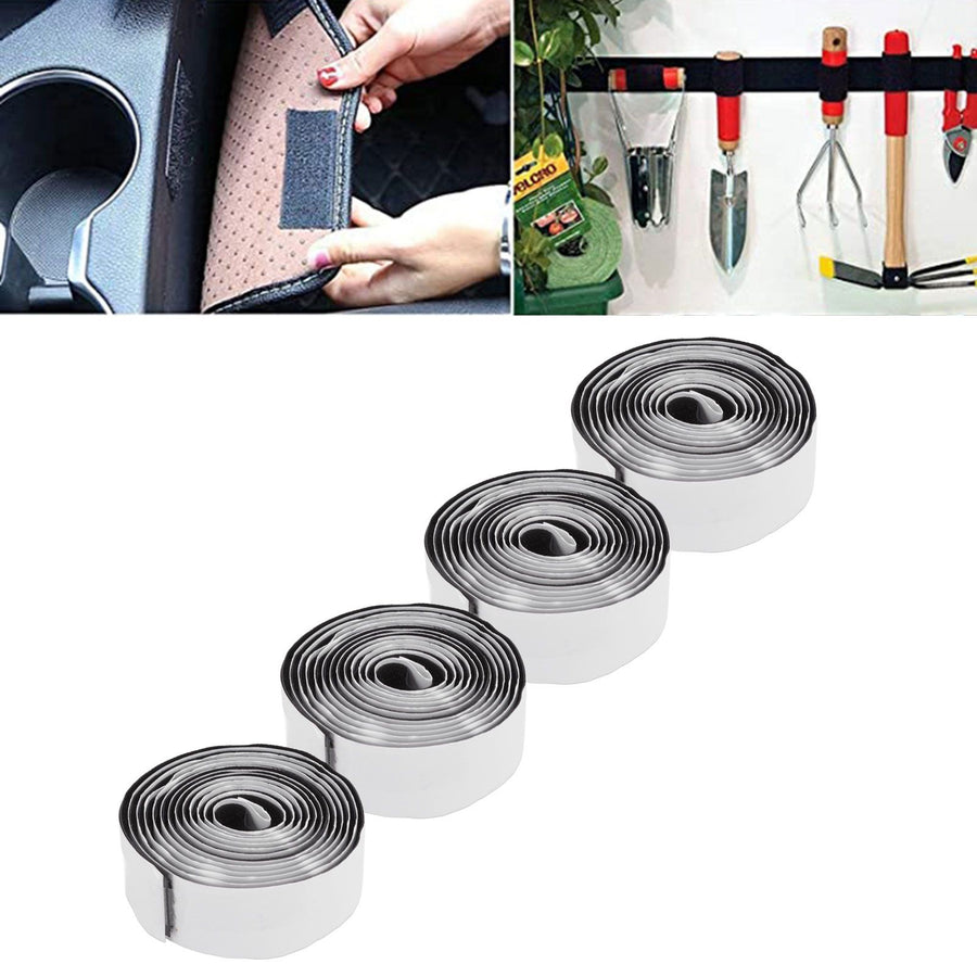 4PCS Self Adhesive Hook and Loop Tape Polyester Super Viscous Roll Sticky Back Strip for Home Storage