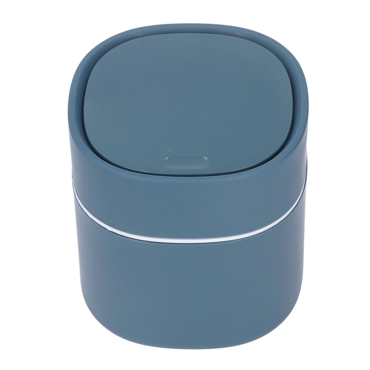 Mini Desktop Trash Can Debris Storage Cleaning Can with Lid for Coffee Table Dressing Table Desktop Countertop Blue