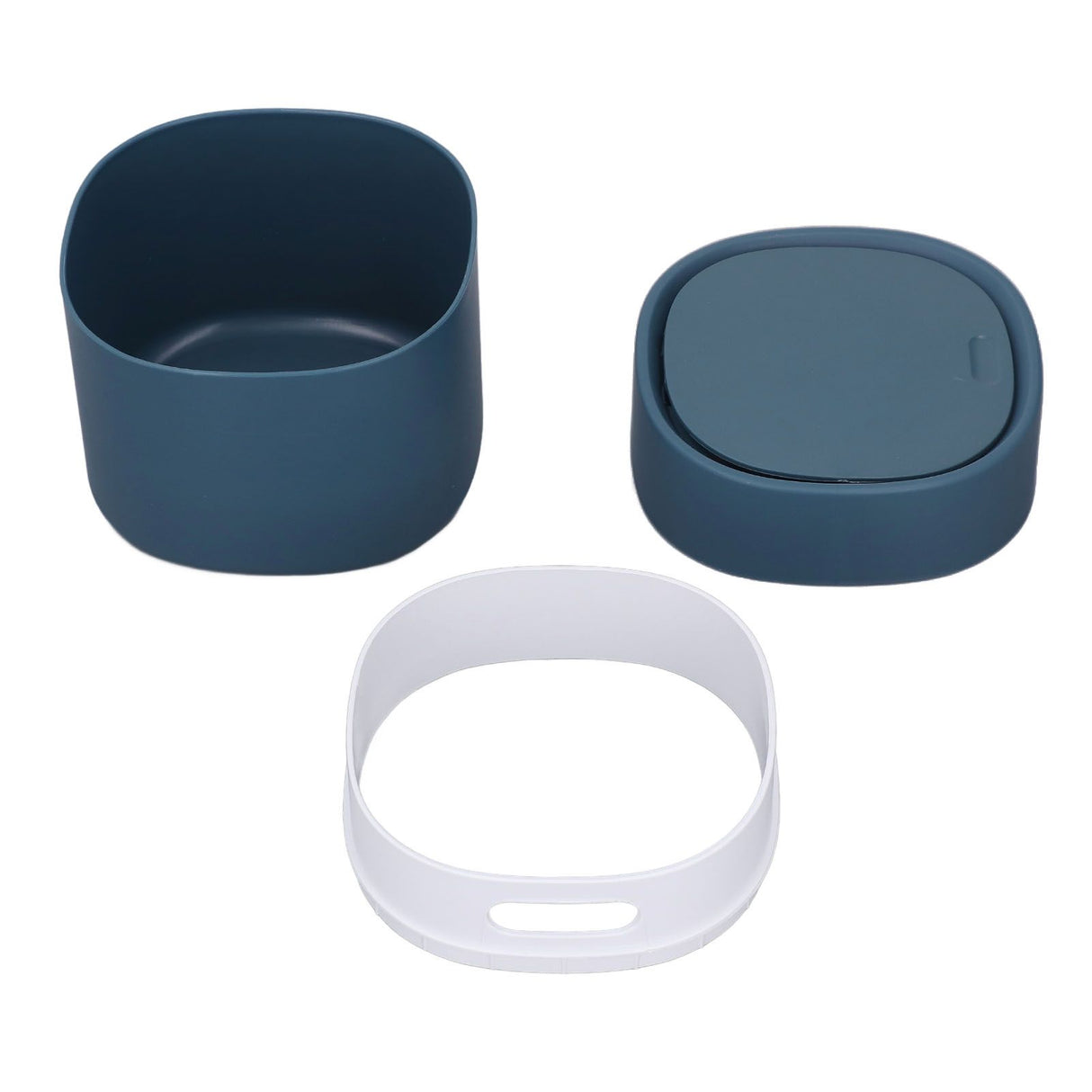 Mini Desktop Trash Can Debris Storage Cleaning Can with Lid for Coffee Table Dressing Table Desktop Countertop Blue