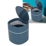 Mini Desktop Trash Can Debris Storage Cleaning Can with Lid for Coffee Table Dressing Table Desktop Countertop Blue
