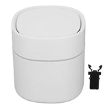 Mini Desktop Trash Can Debris Storage Cleaning Can with Lid for Coffee Table Dressing Table Desktop Countertop White
