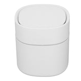 Mini Desktop Trash Can Debris Storage Cleaning Can with Lid for Coffee Table Dressing Table Desktop Countertop White