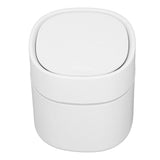 Mini Desktop Trash Can Debris Storage Cleaning Can with Lid for Coffee Table Dressing Table Desktop Countertop White - Side View