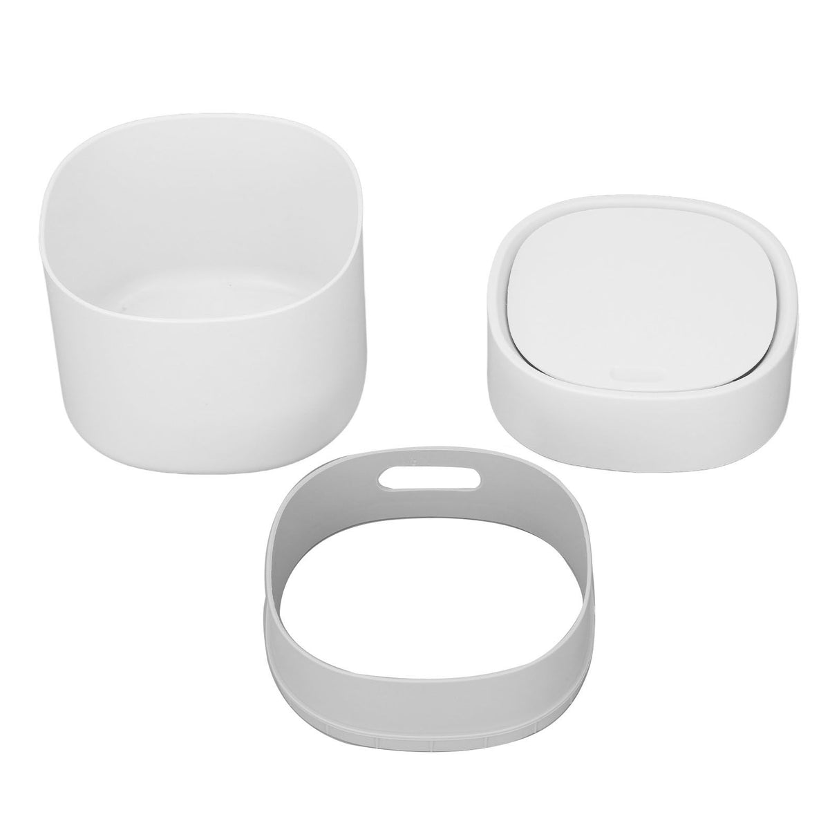 Mini Desktop Trash Can Debris Storage Cleaning Can with Lid for Coffee Table Dressing Table Desktop Countertop White