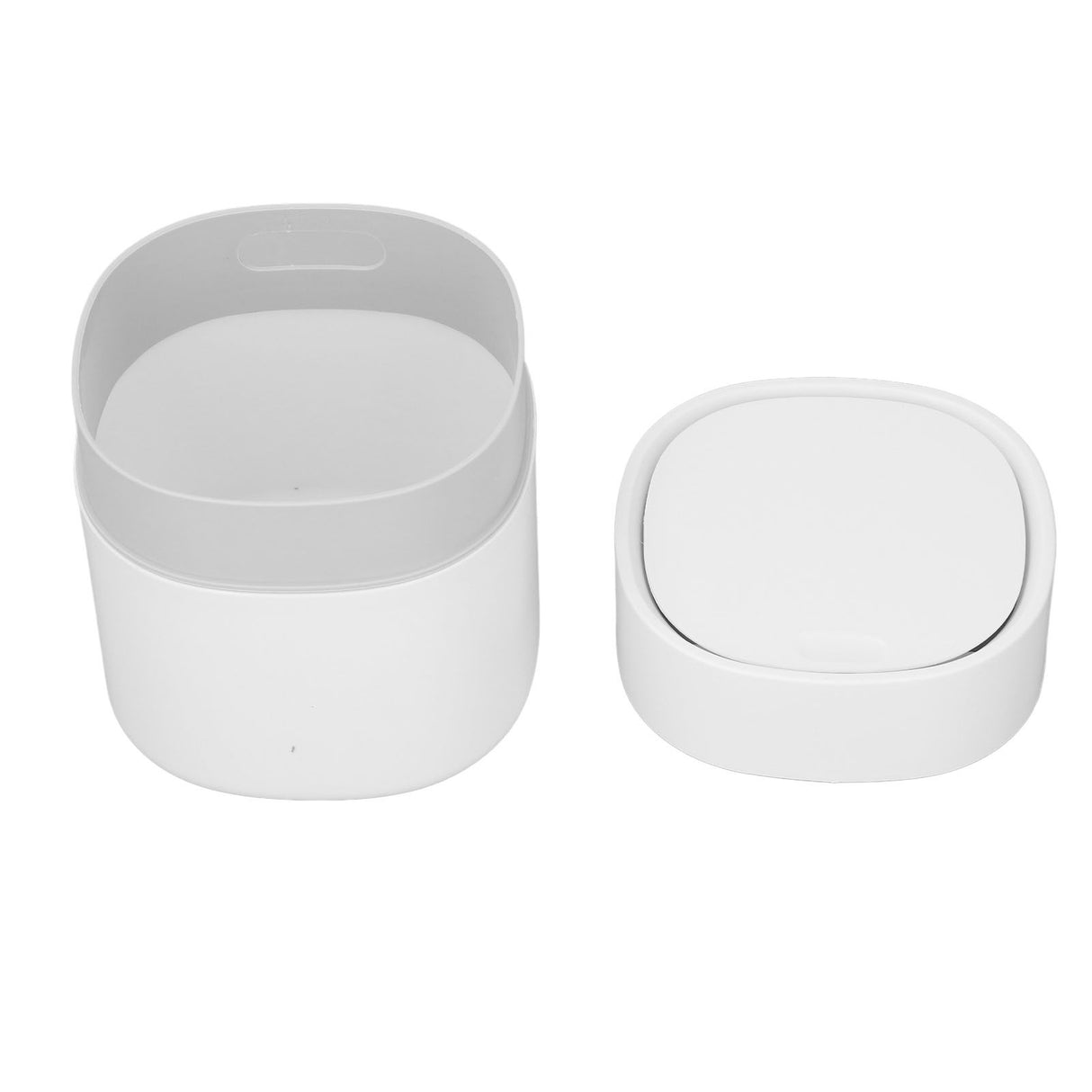 Mini Desktop Trash Can Debris Storage Cleaning Can with Lid for Coffee Table Dressing Table Desktop Countertop White