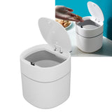 Mini Desktop Trash Can Debris Storage Cleaning Can with Lid for Coffee Table Dressing Table Desktop Countertop White