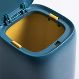 Desktop Trash Can Press Type Mini Garbage Can with Cover for Office Dressing Table Dark Blue