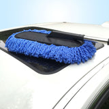 Car Wash Brush Microfiber Soft Scratch Free Multipurpose Cleaning Mop Duster for Car Maintenance Blue, Retractable - Side View