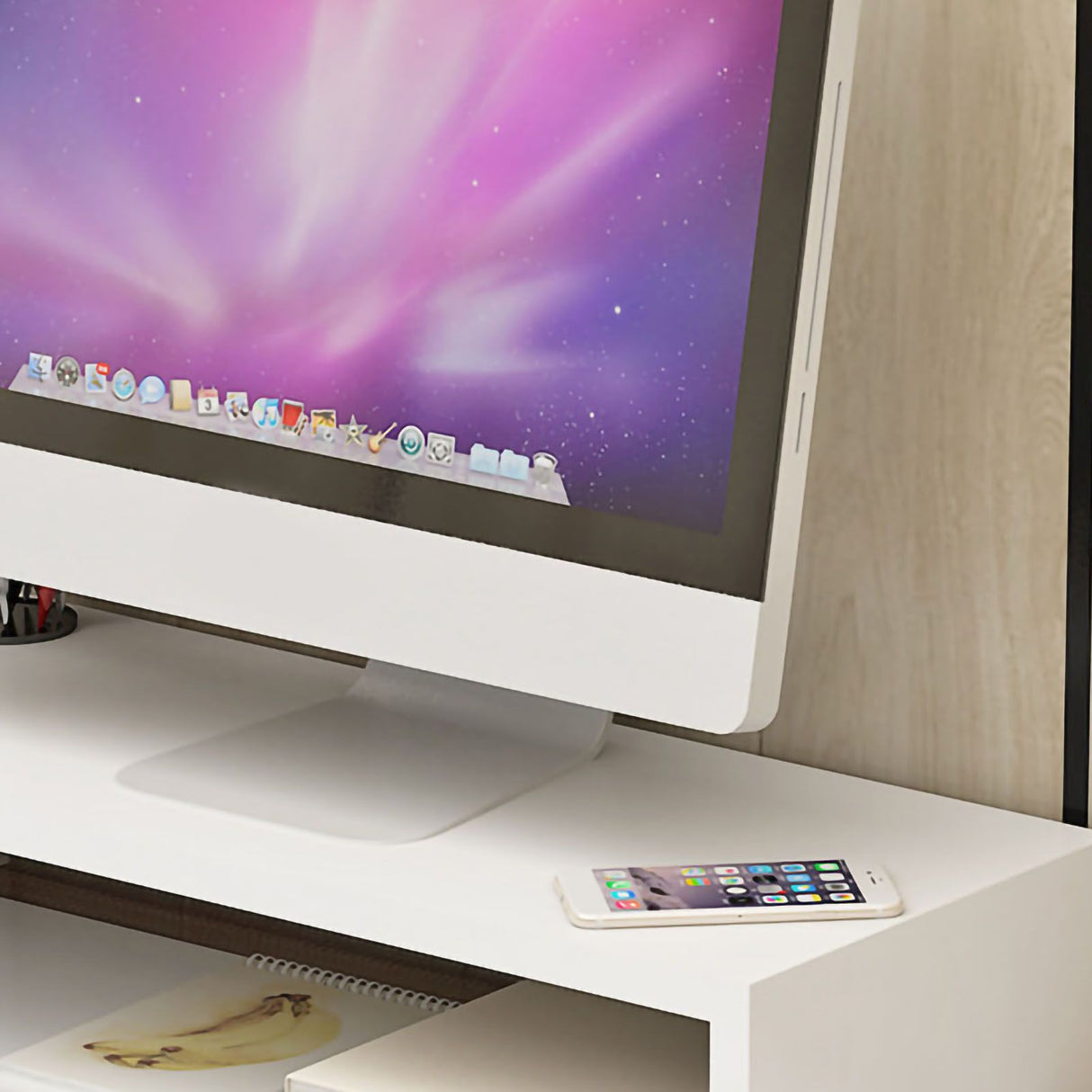 Monitor Stand Riser Ergonomic Computer Monitor Riser Stand Extra Storage Space Desktop Notebook Elevated Base Warm White