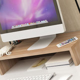 Monitor Stand Riser Ergonomic Computer Monitor Riser Stand Extra Storage Space Desktop Notebook Elevated Base Light Walnut - Side View