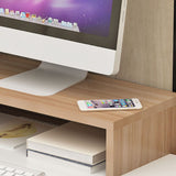Monitor Stand Riser Ergonomic Computer Monitor Riser Stand Extra Storage Space Desktop Notebook Elevated Base Light Walnut