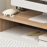 Monitor Stand Riser Ergonomic Computer Monitor Riser Stand Extra Storage Space Desktop Notebook Elevated Base Light Walnut - 45-Degree Angle