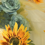 Sunflower Pattern Curtain Home Decoration Polyester Fibre Window Tulle Curtain Flower Organza Curtain Yellow 100x200cm/39.37x78.74in