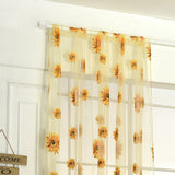 Sunflower Pattern Curtain Home Decoration Polyester Fibre Window Tulle Curtain Flower Organza Curtain Yellow 100x200cm/39.37x78.74in