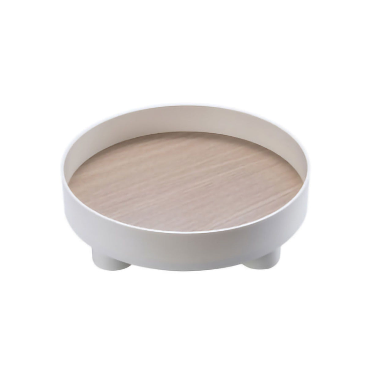 Round Plastic Serving Tray Cosmetic Storage Table Desk Organizer Container for Snack Food Ornaments Vanity Default White