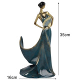 Dancing Girl Figurines Wine Holder Statue Synthetic Resin Wine Bottle Rack Stand for Bar Counter Home Decoration Blue - Front View
