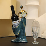 Dancing Girl Figurines Wine Holder Statue Synthetic Resin Wine Bottle Rack Stand for Bar Counter Home Decoration Blue - 45-Degree Angle