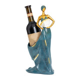 Dancing Girl Figurines Wine Holder Statue Synthetic Resin Wine Bottle Rack Stand for Bar Counter Home Decoration Blue