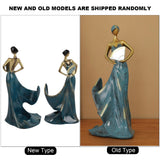 Dancing Girl Figurines Wine Holder Statue Synthetic Resin Wine Bottle Rack Stand for Bar Counter Home Decoration Blue