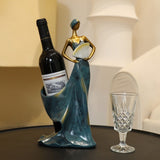 Dancing Girl Figurines Wine Holder Statue Synthetic Resin Wine Bottle Rack Stand for Bar Counter Home Decoration Red - Front View
