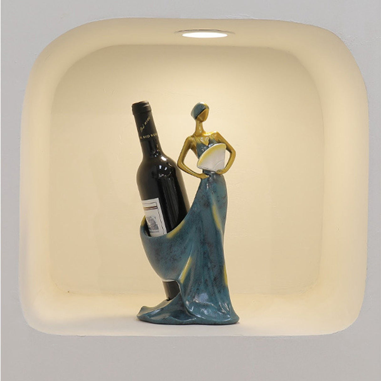 Dancing Girl Figurines Wine Holder Statue Synthetic Resin Wine Bottle Rack Stand for Bar Counter Home Decoration Red