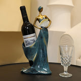 Dancing Girl Figurines Wine Holder Statue Synthetic Resin Wine Bottle Rack Stand for Bar Counter Home Decoration Red