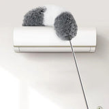 Telescopic Duster 9.2ft Extendable Pole Washable Bendable Head Fiber Duster for Ceiling Window Car Gray White Gray - 45-Degree Angle