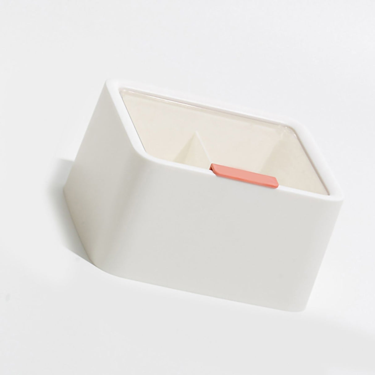 Cosmetic Storage Box Plastic Dustproof Double Grids Makeup Container with Lid for Makeup Cotton Swab Dental Floss White