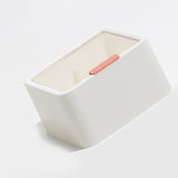 Cosmetic Storage Box Plastic Dustproof Double Grids Makeup Container with Lid for Makeup Cotton Swab Dental Floss White - Side View