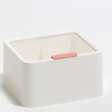 Cosmetic Storage Box Plastic Dustproof Double Grids Makeup Container with Lid for Makeup Cotton Swab Dental Floss White - Top-Down View