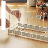 Pot Lid Rack Iron Retractable Pot Lid Organizer Holder for Multiple Cookware Universal Black - Side View
