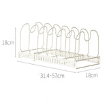 Pot Lid Rack Iron Retractable Pot Lid Organizer Holder for Multiple Cookware Universal Black - Rear View