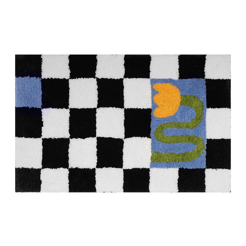 Checkered Doormat Anti Skid Black White Grid Cute Door Mat for Bathrooms Kitchens Living Rooms Morning Glory 40x60