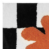Checkered Doormat Anti Skid Black White Grid Cute Door Mat for Bathrooms Kitchens Living Rooms Orange Flower 50x80